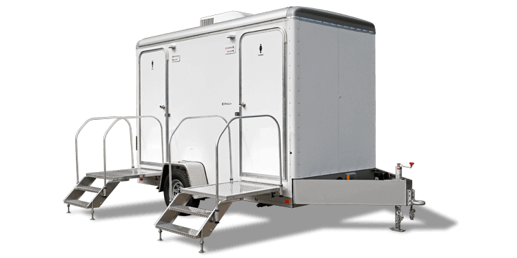 Luxury restroom trailer with climate control for weddings and corporate events
